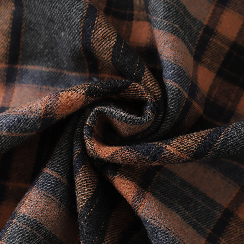 Quality Mens Plaid Flannel Shirts Thick Jacket Quilted Lined Long Sleeve Winter Shirt Cotton Coat with Pockets camisas de hombre