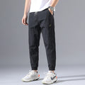 2026 Summer Thin Men's Wrinkled Fabric Loose Tapered Harem Pants Quick-Dry Elastic Cuff Casual Trousers Elastic Waist City Boy