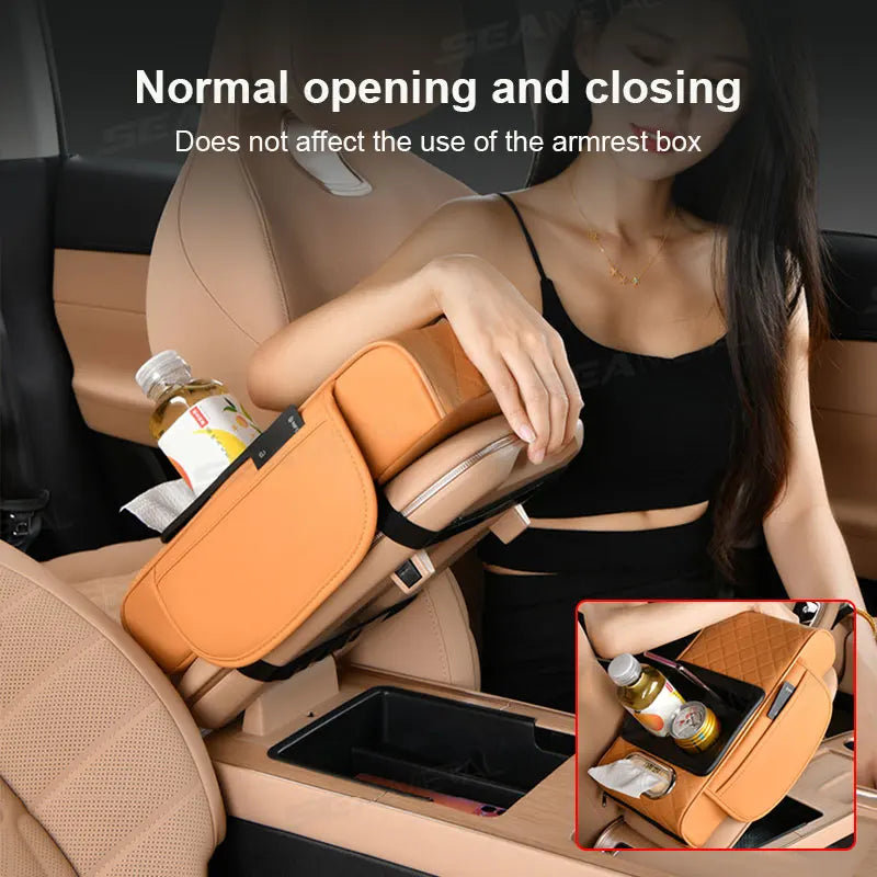 SEAMETAL Car Arm Rest Extension Cushion Multifunctional 7.5CM Thicken Center Console Box Cushion Elbow Support Pad Car Organizer