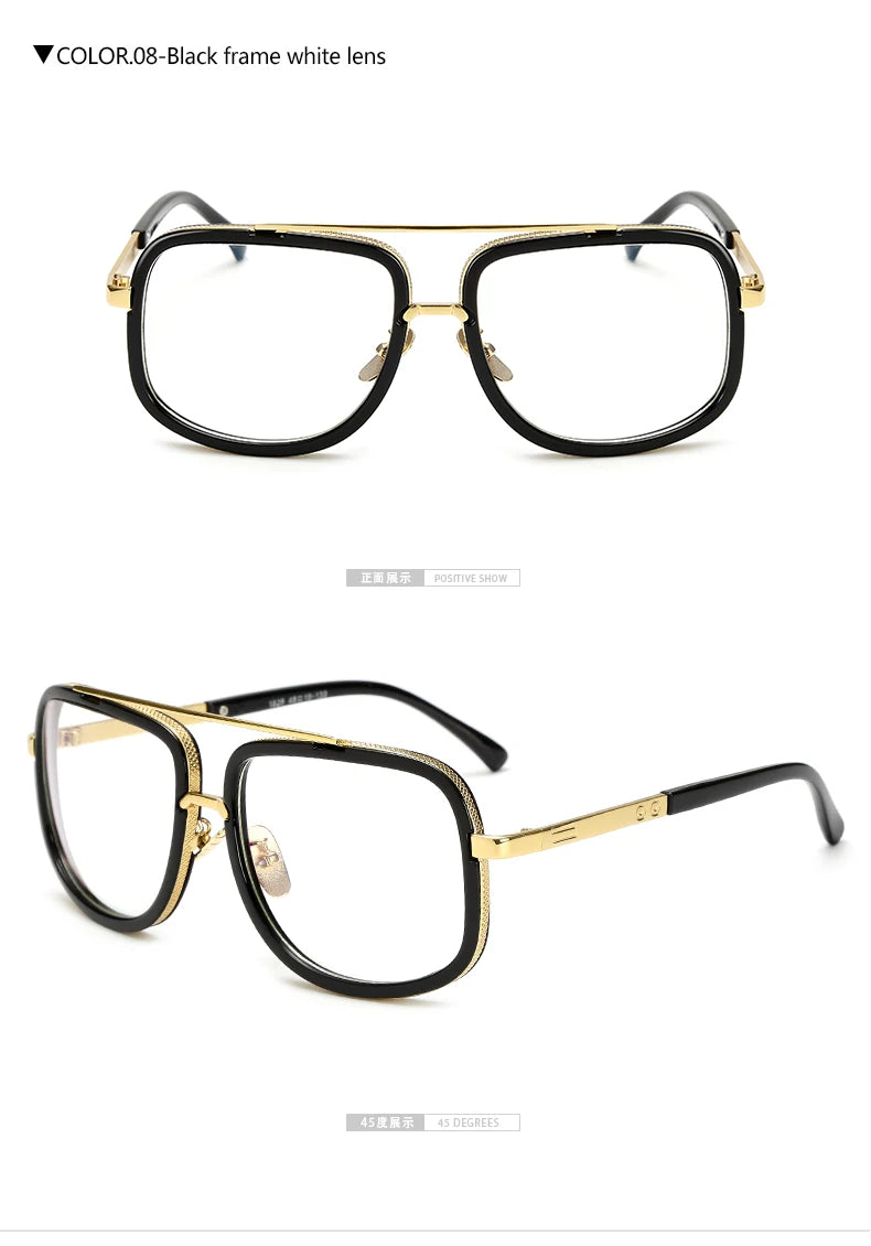 New Fashion Big Frame Sunglasses Men Square Metal Sun Glasses Women Retro Sun Glasses Vintage High Quality