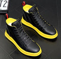 Men's High Boots Shiny Patent Leather Board Boys High-Top Casual Shoes 2025 New Fluorescent Green Gold Silver White Men'sneakers