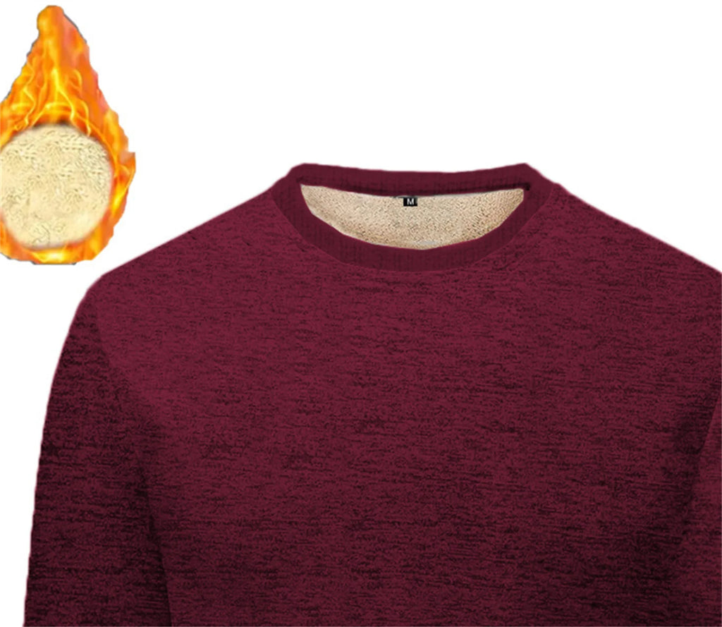 Lamb Fleece Round Neck Top for Men in Winter with Thick and Warm Fleece Hoodie