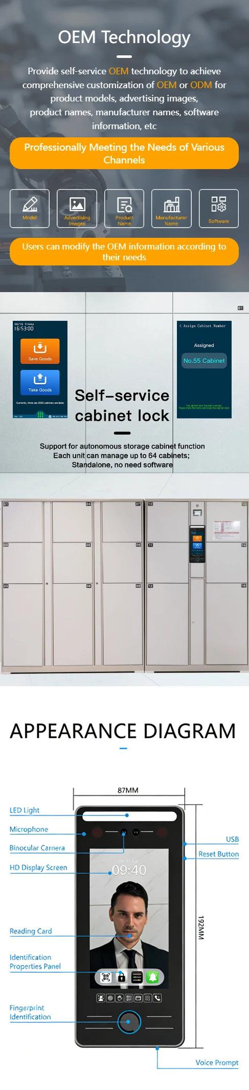 5 Inch 3D Face Recognition Access Control Biometric Fingerprint Palm Vein QR Code RFID Time Attendance Machine WiFi TCP IP