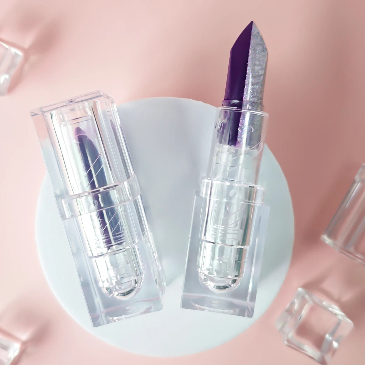 2 in 1 Glitter Lipstick, Gradient Shiny Lip Gloss, Long Wear Festival Lip Makeup for Halloween & Christmas