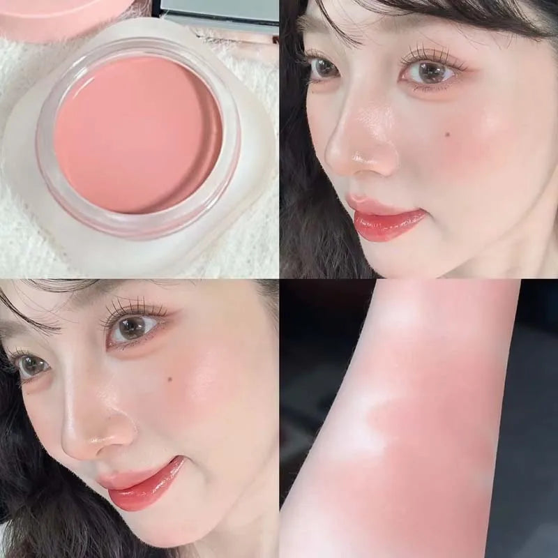 Purple Blush Cream Cheek Rouge Rose Brown Mud Palette Long-Lasting Waterproof Monochrome Brighten Face Moisturizing Blush Makeup