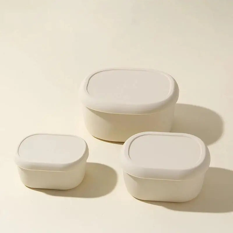 1/3Pcs New Food Grade Silicone Lunch Box With Lid Leak Proof 200 300 600ML Microwave Safe Food Container For Picnic