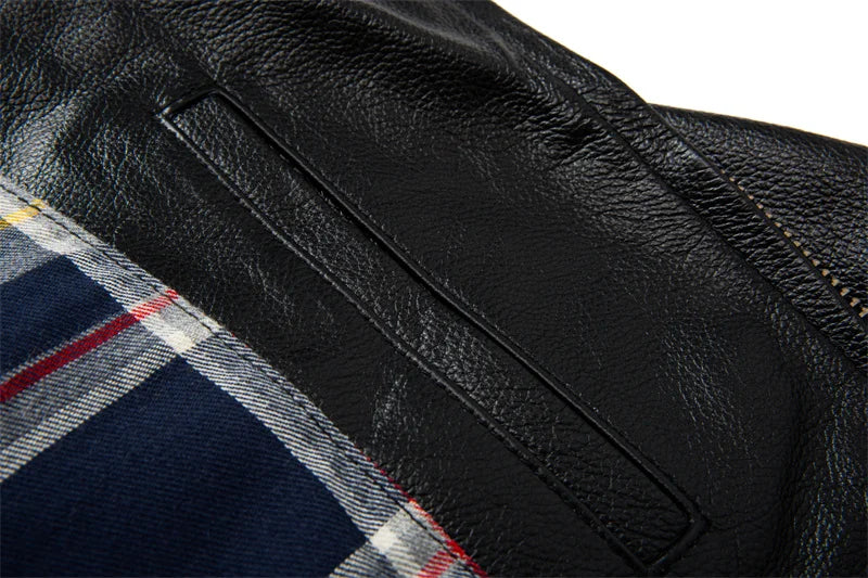 New Motorcycle Leather Jacket Autumn Off-road Motorcycle Riding Jacket Men's Slim Fit Cow Leather Jacket Trendy Lapel Jacket