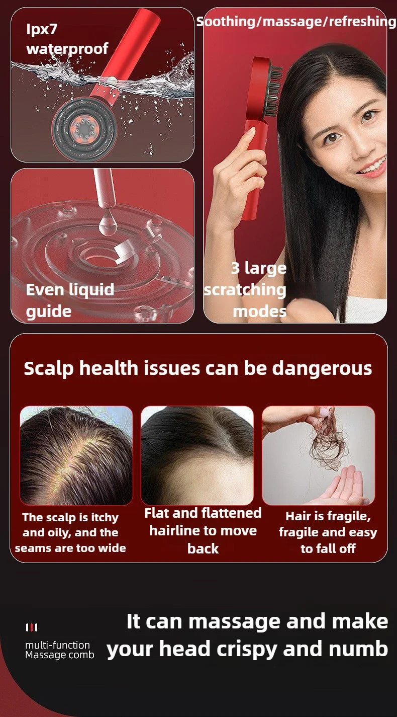 XYT-0806 Red Light Electric Massage Comb Kneading Living Hair Scalp Medicine Device Healthy Hair Guide Liquid Growth Instrument