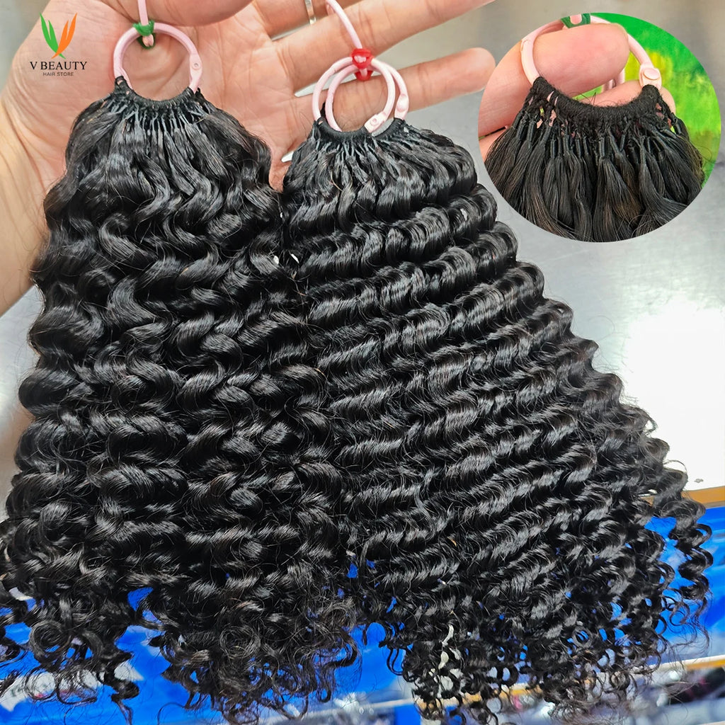 Pre-Separated Feather Crochet Human Hair Bundles Jerry Kinky Curly Deep Wave Hair Miracle Knots Braiding hair for Women