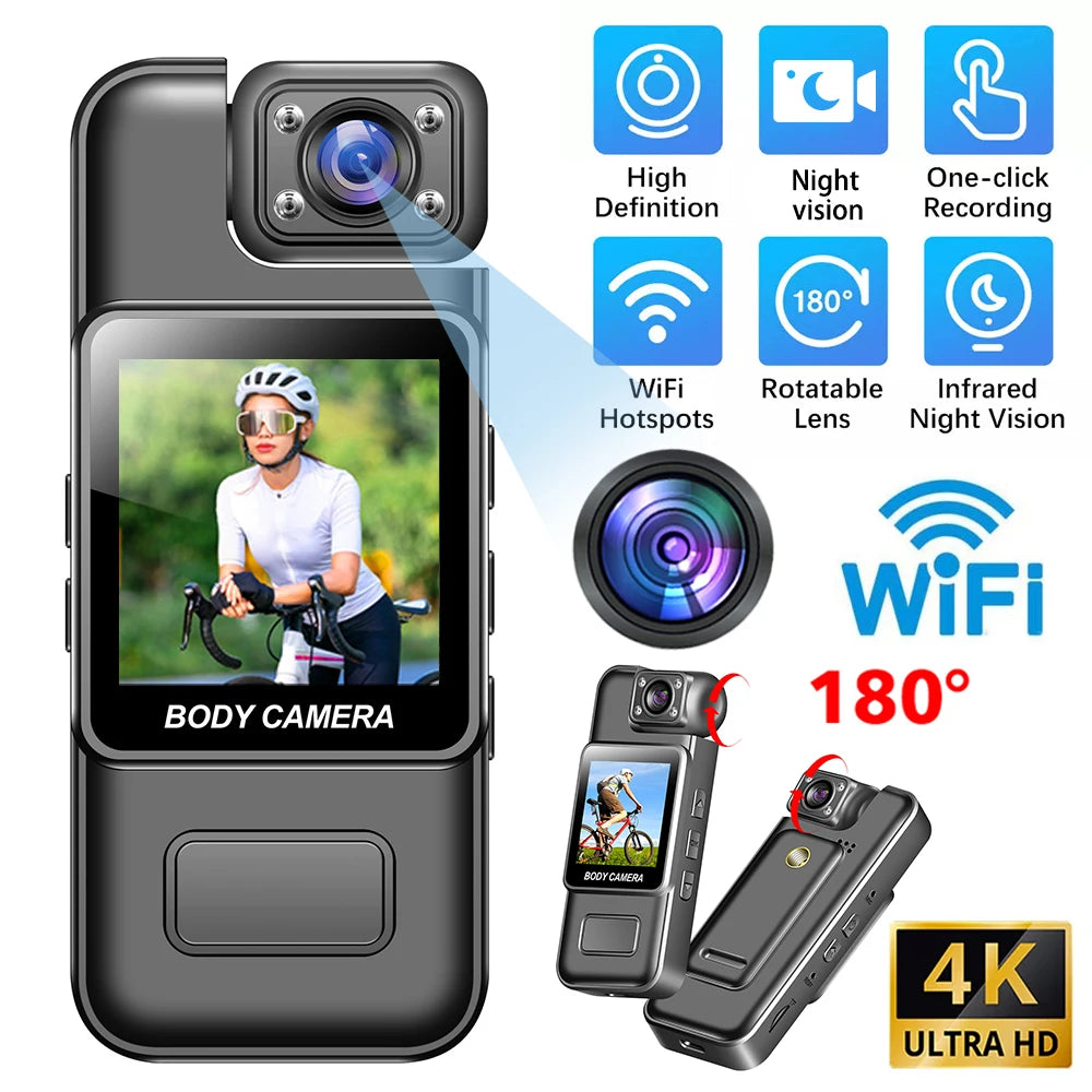Digital Camera Wifi Ultra HD 4K Wifi Portable Video Recorder Police Infrared Night Vision Sports Camera DV Riding Camcord