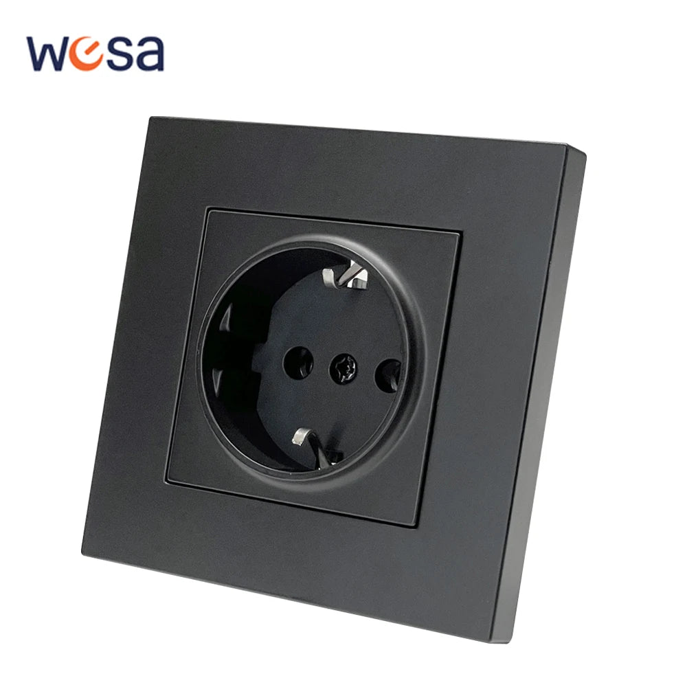 WESA Black Frosted Wall Light Switch Flame Retardant Plastic 1 Gang 1 Way Europe Standards Wall Rocker Button Switch On And Off