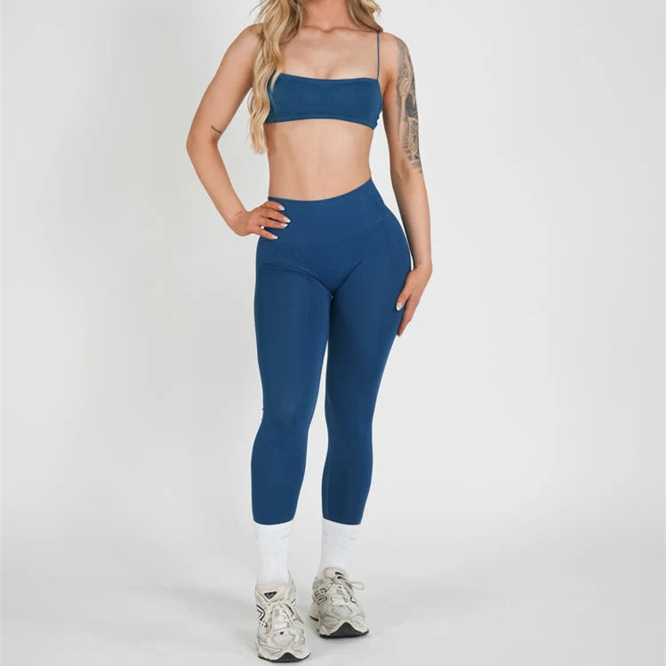 2/3PCS NoLogo Seamless DVision Yoga Set Women Workout Scrunch Leggings Strappy Sports Bra Fitness Gym Shorts Workout Suits XP65