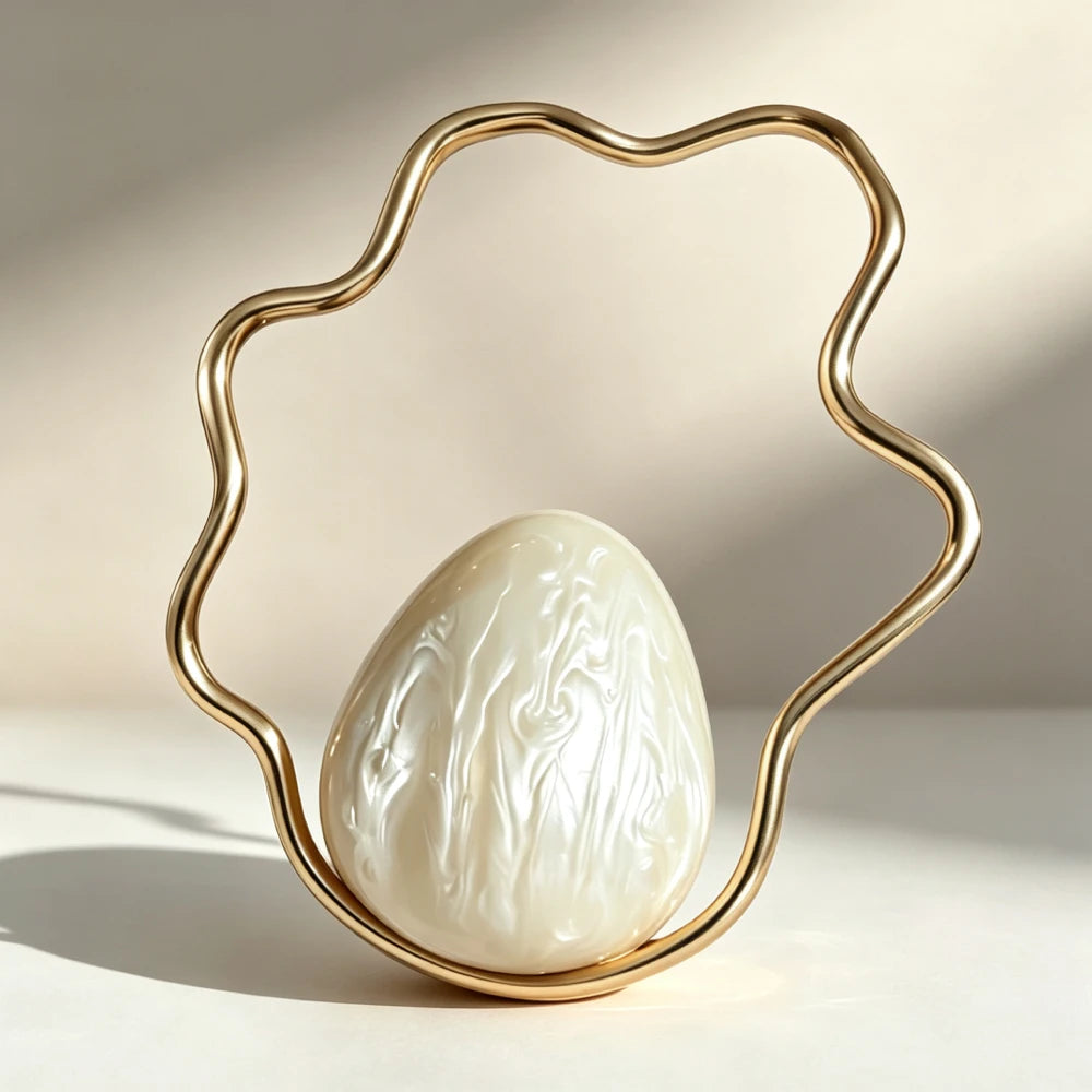 Egg Shape Acrylic Iron Box Handbag,Women Irregular Metal Frame Evening Bag,Luxury Wedding Elegant Party White Clutch Purse