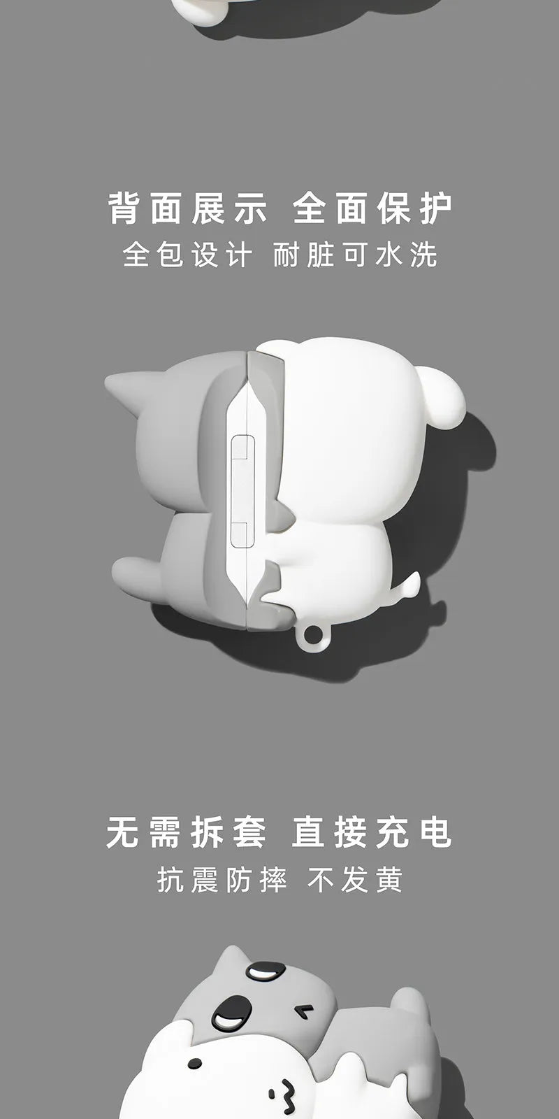 For Airpods 3 4 5 Pro Pro 2 Pro 3 Cute Hugging Dog Cat Silicone Earphone Case Cover