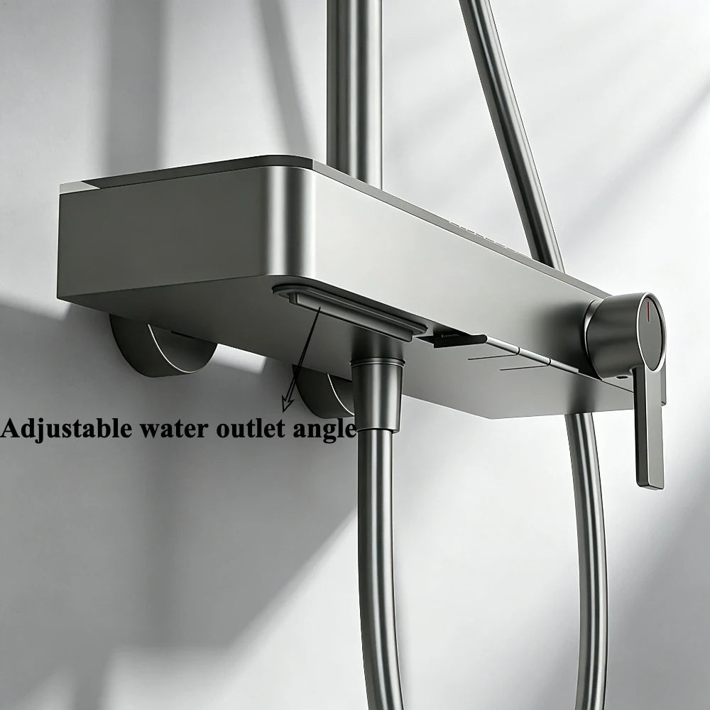 Rainlfall Pressurized Shower Set Three Functions Wall Mounted Bathroom Shower Faucet Set Brass Shower System Set with Piano Key