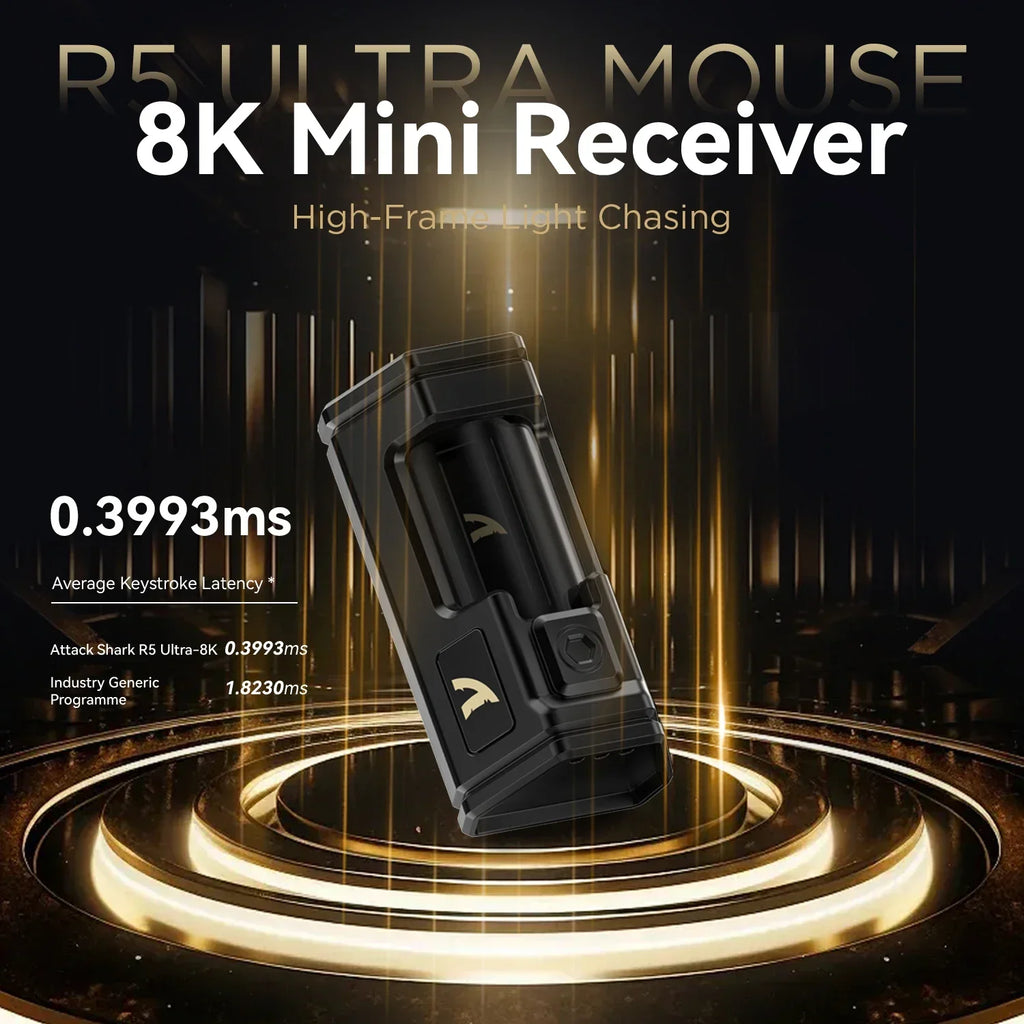 ATTACK SHARK R5 Ultra Carbon Fiber Wireless Gaming Mouse PixArt PAW3950MAX Gaming Sensor 42000DPI 8000Hz MCU Nordic 52840 For PC
