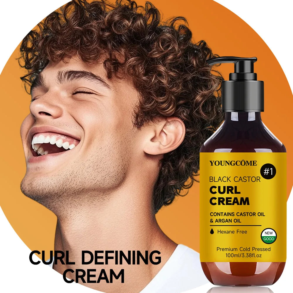 Anti-Frizz Curl Defining Styling Cream - Biotin & Argan Oil Formula, Heat Protection, Enhances Curl Definition, Non-Greasy 1/3PC