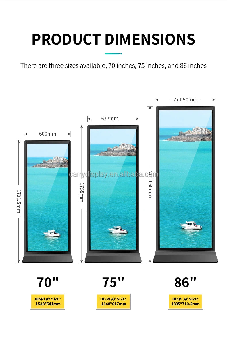 Hot Selling LCD Advertising Interactive Screen Digital Signage Kiosk Totem Floor Standing Display for Restaurant