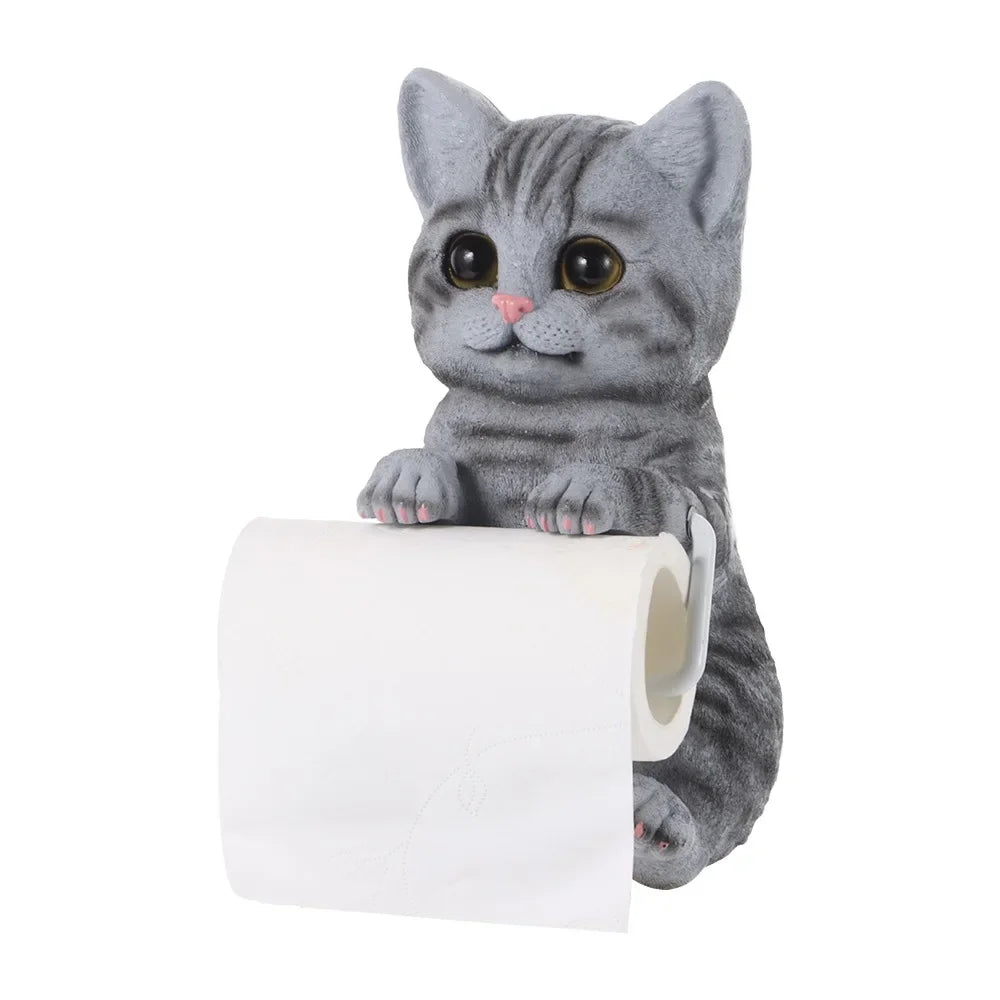 Resin Cat Toilet Paper Holder Wall Mounted Storage Dispenser Bathroom Paper Towel Dispenser Kitchen Tissue Dispenser