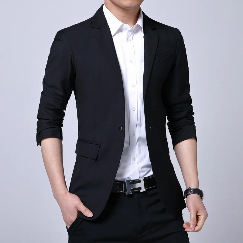 S-7XL New Business Dinner Gentleman Slim Gentleman Group Dress Fashion Men British Style Dress Best Man Solid Color Blazer