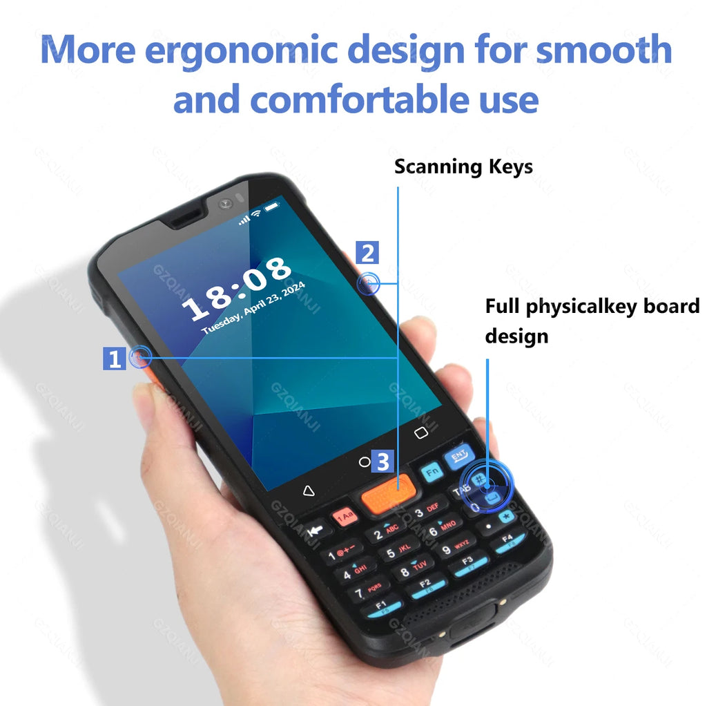 4G64 PDA Android Handheld Terminal Bluetooth Barcode Scanner 1D 2D QR Portable Data Collector Terminal Device With 4G GPS 3G32G