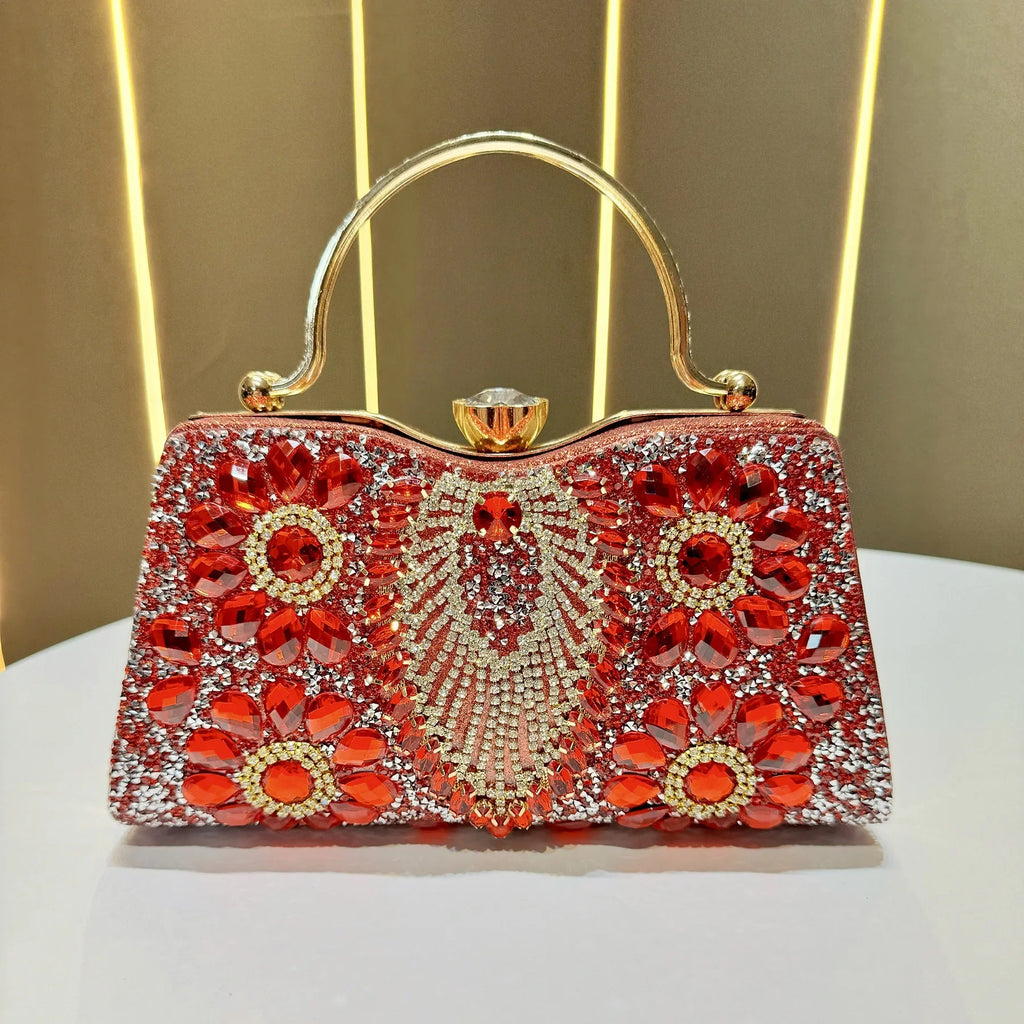 Rhinestone Women Evening Clutch Shiny Dinner Party Handbag Match For Dress Shoulder Crossbody Bag Cosmetic Phone Storage