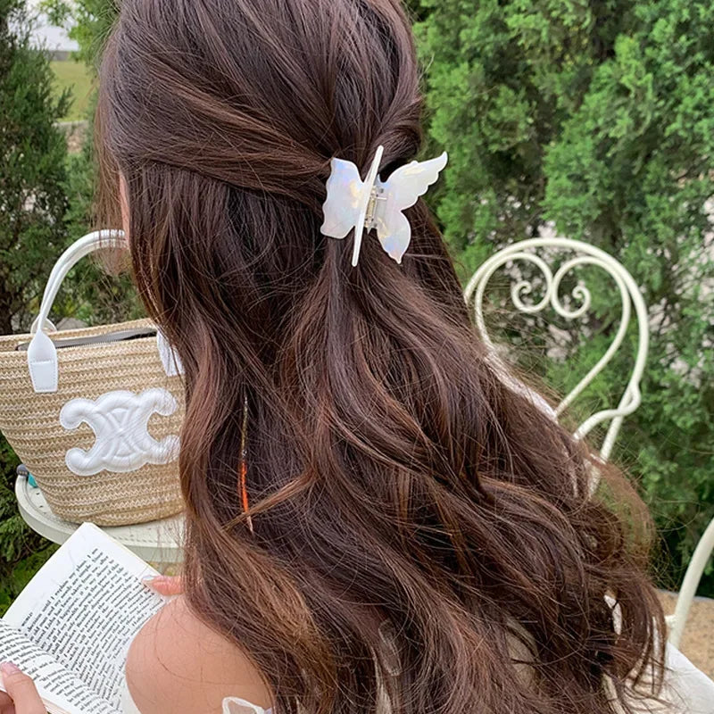 New Gradient Colorful Butterfly Hair Claw for Women French Retro Acetic Acid Hair Clip Fashion Headwear Hairpin Hair Accessories