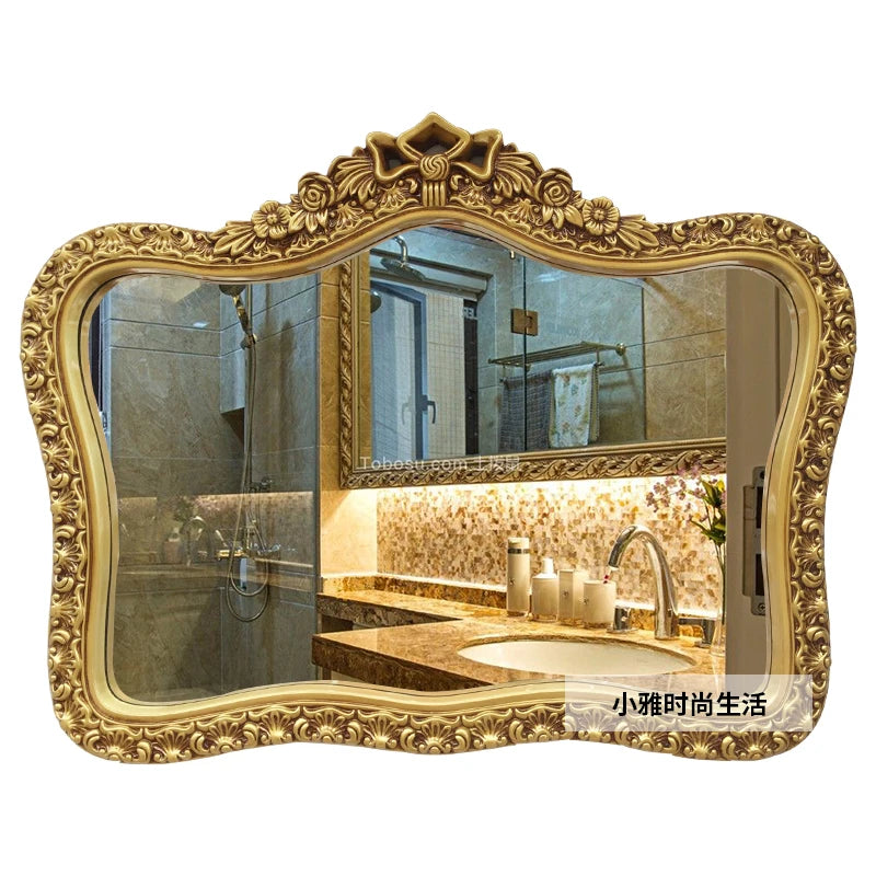 Bathroom Vanity Mirror Wall Unique European Creative Aesthetic Save Space Mirror Modern Simple Espejo Pared House Decoration