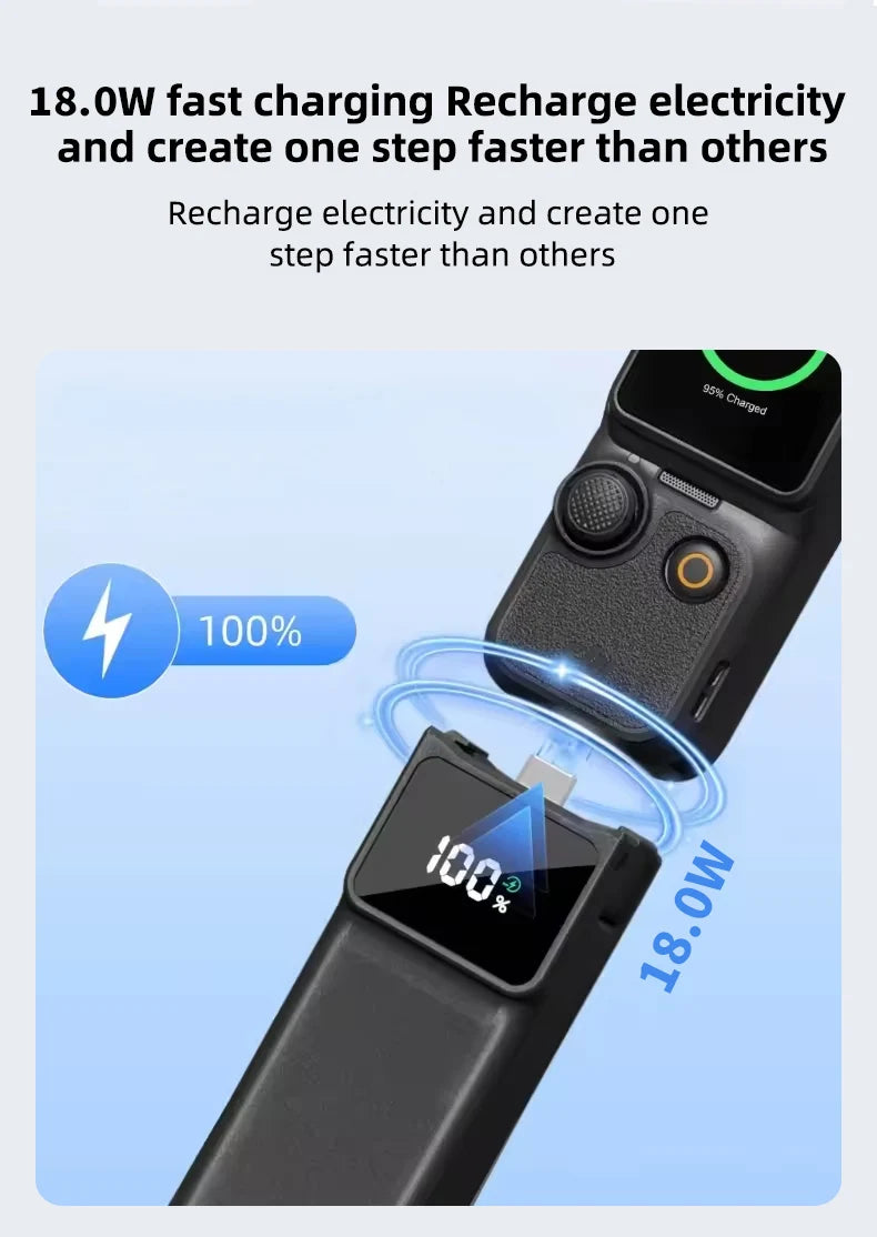 For DJI Osmo Pocket 3/Pocket 4 Battery Handle Osmo Pocket 3/4 Battery 5000mAh 18W