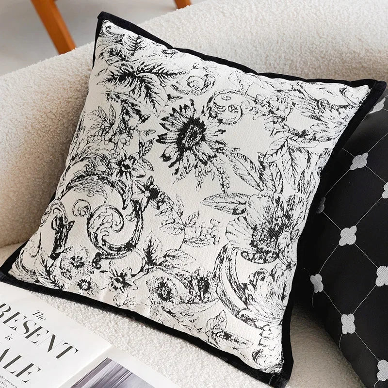 45x45/30x50cm Black White Embroidered Pillow Cover Decorative Cushions Pillow Covers Decorative Modern Light Luxury Sofa Decor