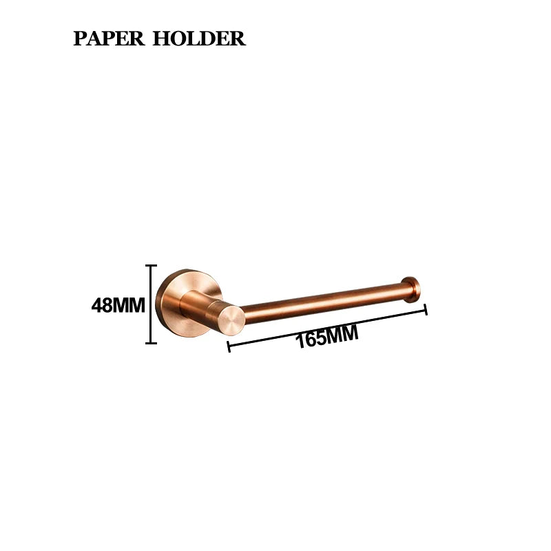 High-quality Brushed Rose Gold 304Stainless Steel Beautiful Wall Hook Toilet Paper Holder Towel Bar Bathroom Accessories