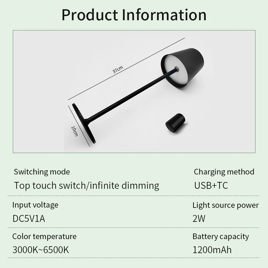 LED Desk Lamp Usb Rechargeable Table Lamp Bar Restaurant Ambiance Wireless Touch Lamps 3Levels Dimmable Waterproof Led Lights