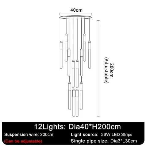 Modern Staircase Long Ceiling Chandelier LED New Lustre Living Room Lighting Kitchen Home Decoration Lamp Pendant Light