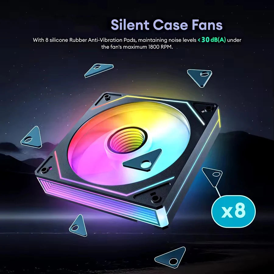 ICE Whale Prism 7 PRO ARGB PC Case Fan 120mm Infinity Mirror Design Motherboard Lighting Sync 4PIN PWM CPU Cooler Fan Ventilador