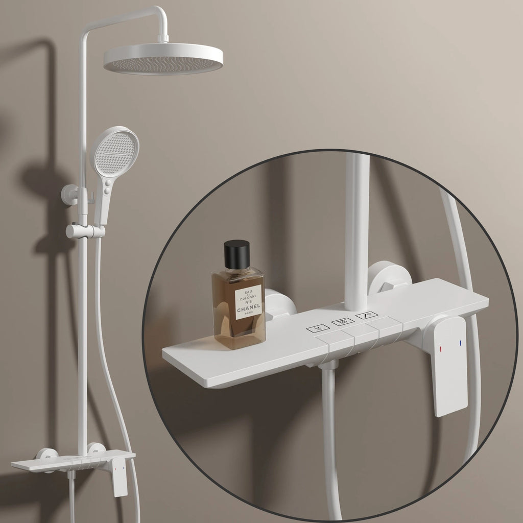 Brushed Gold Piao Bathroom Shower System Set Brass Waterfall Bathroom Faucet 12 Inch Rain Shower Head Hot Cold Piano Shower Set