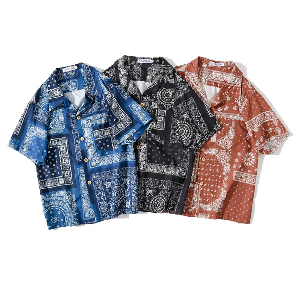 Summer Shirt Men Women Paisley Print Bandana Short Sleeve Brazil Tops Hip Hop Fashion Design Gothic Guangzhou Clothes Z1A1