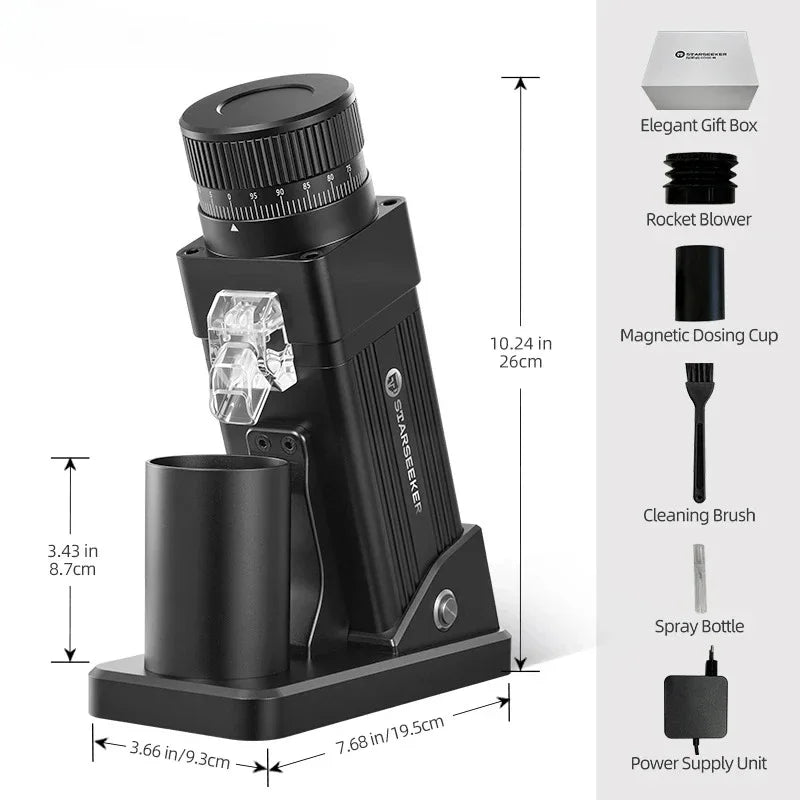 E55Pro Electric Coffee Grinder 55MM Titanium Cone Burr Stepless Adjustment Espresso Brew Coffee Bean Grinder Black