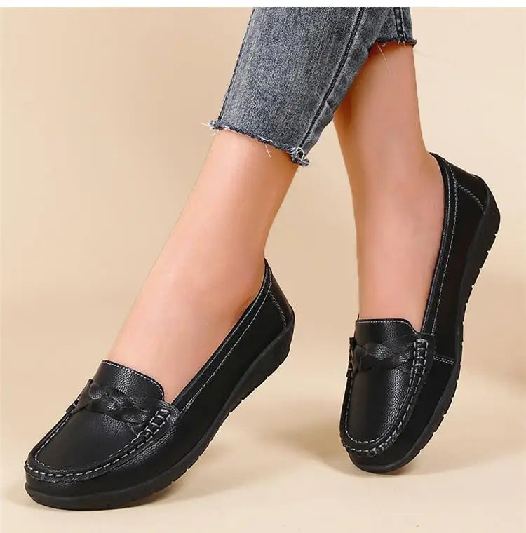 Genuine Leather Fashion Women Flats Outdoor Ballet Flats Moccasins Women's Shoes Retro Women Shoe Oxford Plus Size Zapatos Mujer