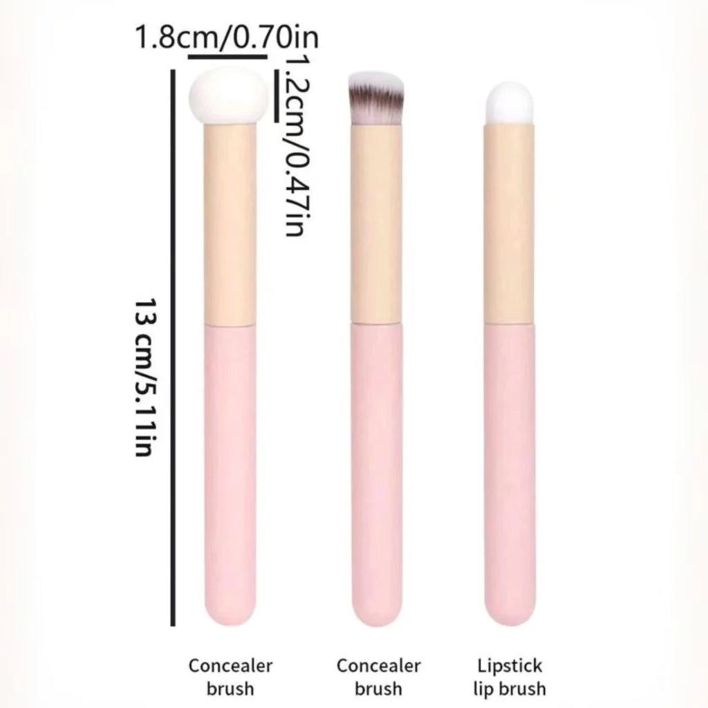 3 High-Quality Makeup Brushes: Mushroom Head Sponge Concealer Brush, Foundation Brush, Lipstick Lip Brush, Makeup Tools