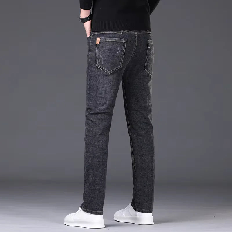 2026 New Business Men's Jeans Casual Comfortable Straight Stretch Fashion Classic Premium Blue Black Denim Pants Large Pants