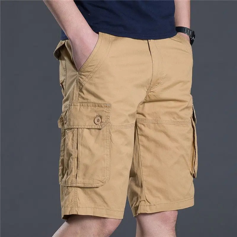 Summer Men Cotton Loose Cargo Shorts Streetwear Fashion Male Clothes Claret 4 Pockets Straight 5 Points Thin Casual Short Pants