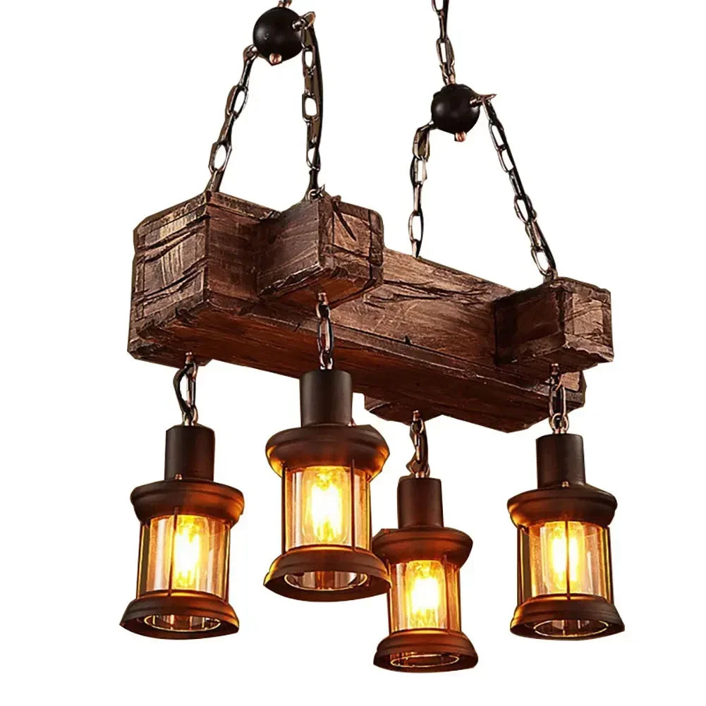American retro industrial style Ceiling Lamp Wooden Chandelier Industrial Hanging Pendant Restaurant Bar and Home Application