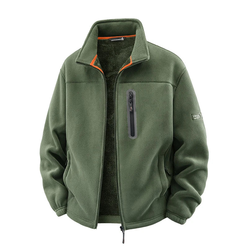 New Outerwear Men's Fleece Jacket Sweatshirts Male Thick Fleece and Windproof Sweatshirts Men Stand Up Collar Zipper Jacket Coat