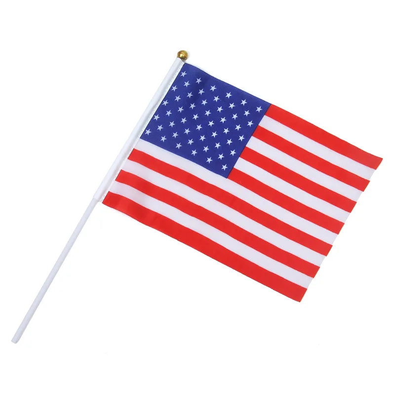 the United States Handheld Flag 14*21cm Mini Hand Flag With Pole For National Day Party Sports Meeting Festival Decor