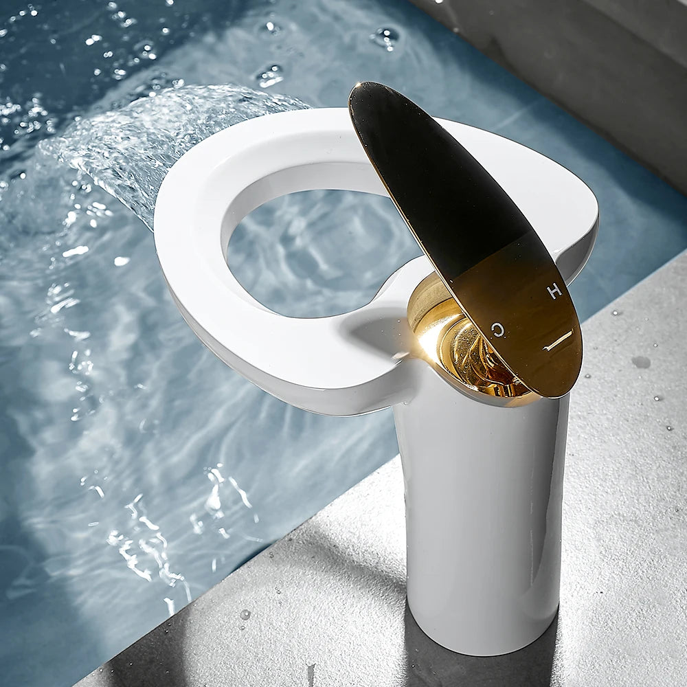 Black Basin Faucets Waterfall Bathroom Faucet Single handle Basin Mixer Tap Bath Faucet Brass Sink Water Crane Silver 855964