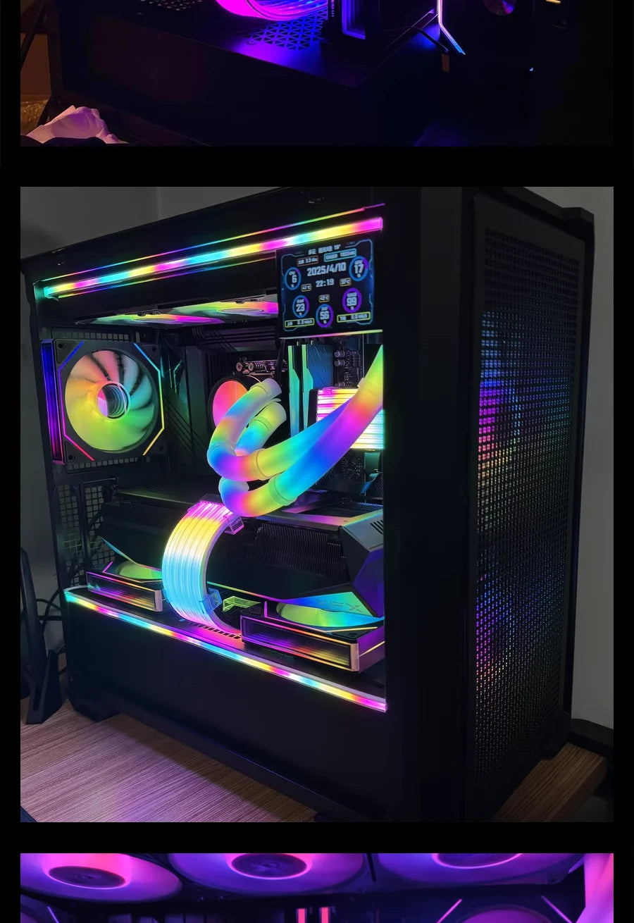 JUMPEAK Flexible 5V ARGB LED Neon Tube Light Strip Cover Sleeve For Gaming PC AIO 120 240 360 CPU Water Liquid Cooler Modding
