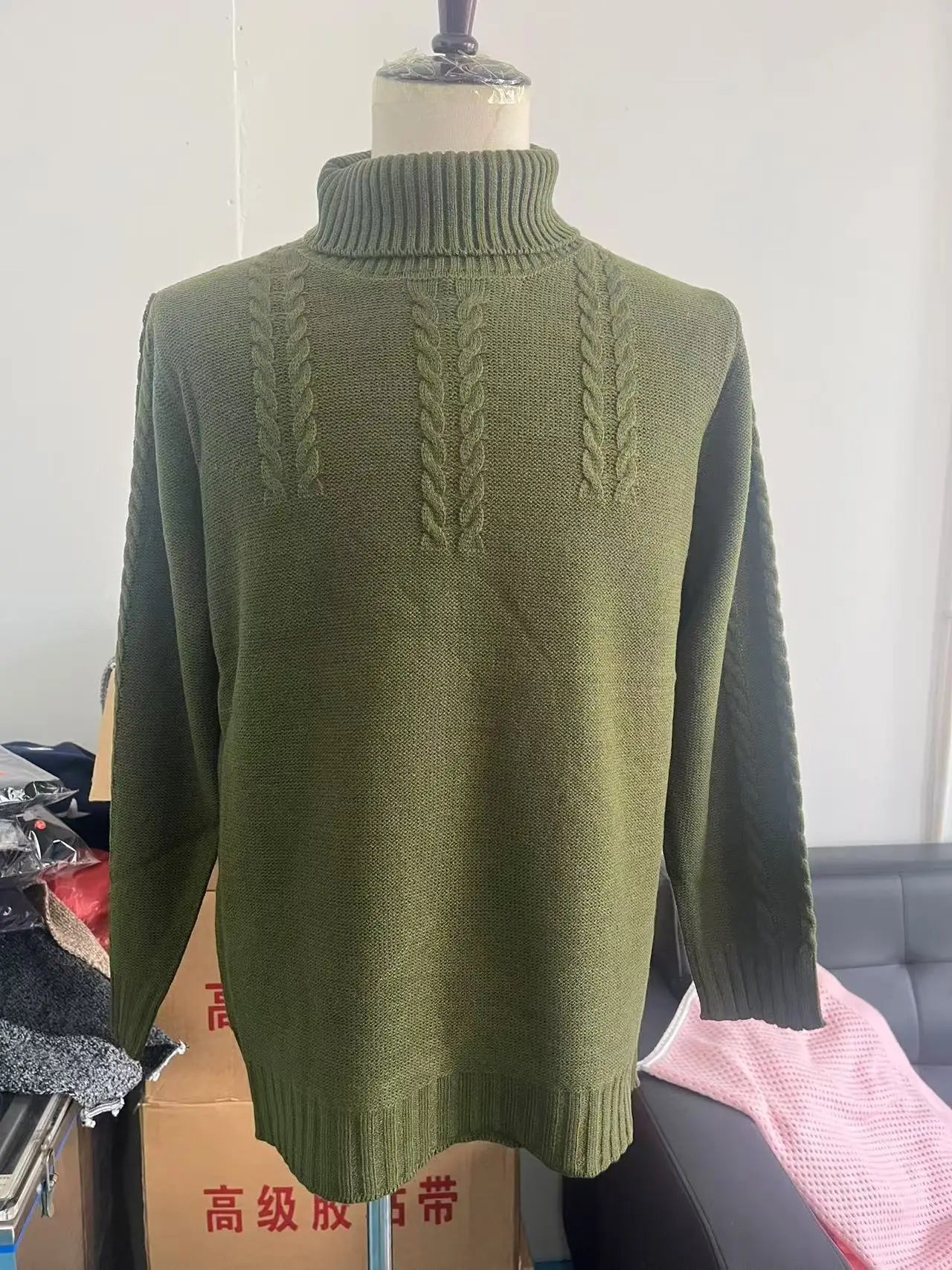 Pullovers Men Tops Turtleneck Sweaters Solid Knit Full Sleeve Casual Slim Fit Top Streetwear Thick Splice Sweater Autumn Winter