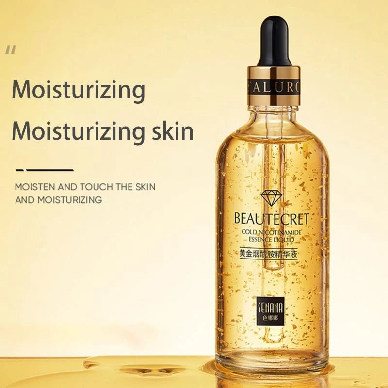 E0BD Hyaluronic Acid Serum 24k Gold Niacinamide Face Moisturizing Solution Whitening Anti Aging Anti Wrinkle