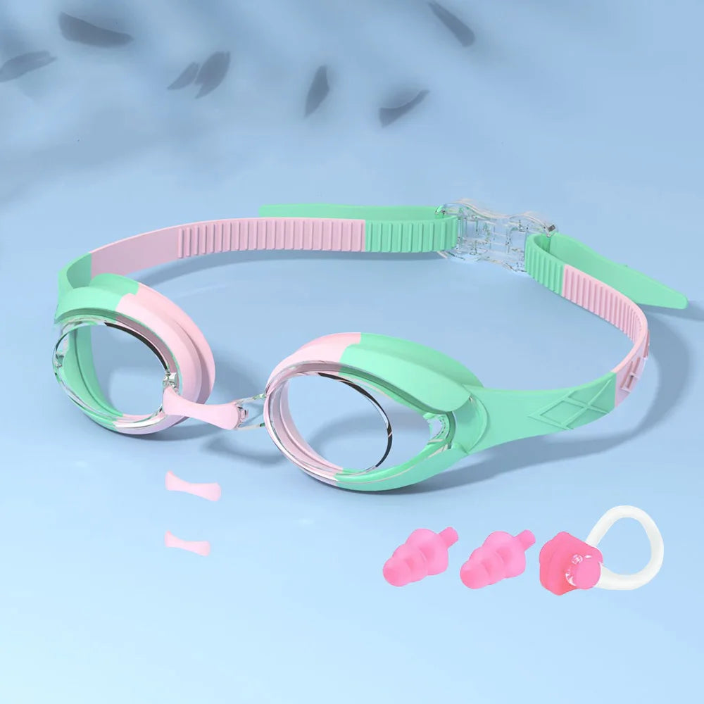 Kids Swimming Goggles Waterproof Swim Eyewear Glasses Anti-fog&Leak Girls Boys Youth Quick Adjustable Strap Age 3-14 Years Old