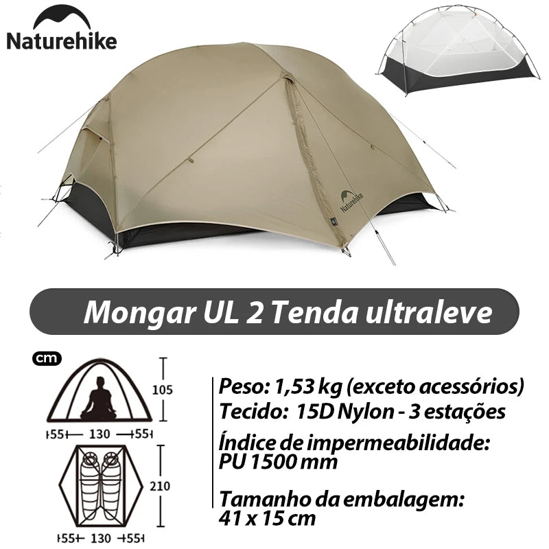 Naturehike Mongar 2 Tent Cloud Up 1 2 3 Persons Tent Star River Tent Cycling Tent Ultralight Outdoor Travel Hiking Camping Tent